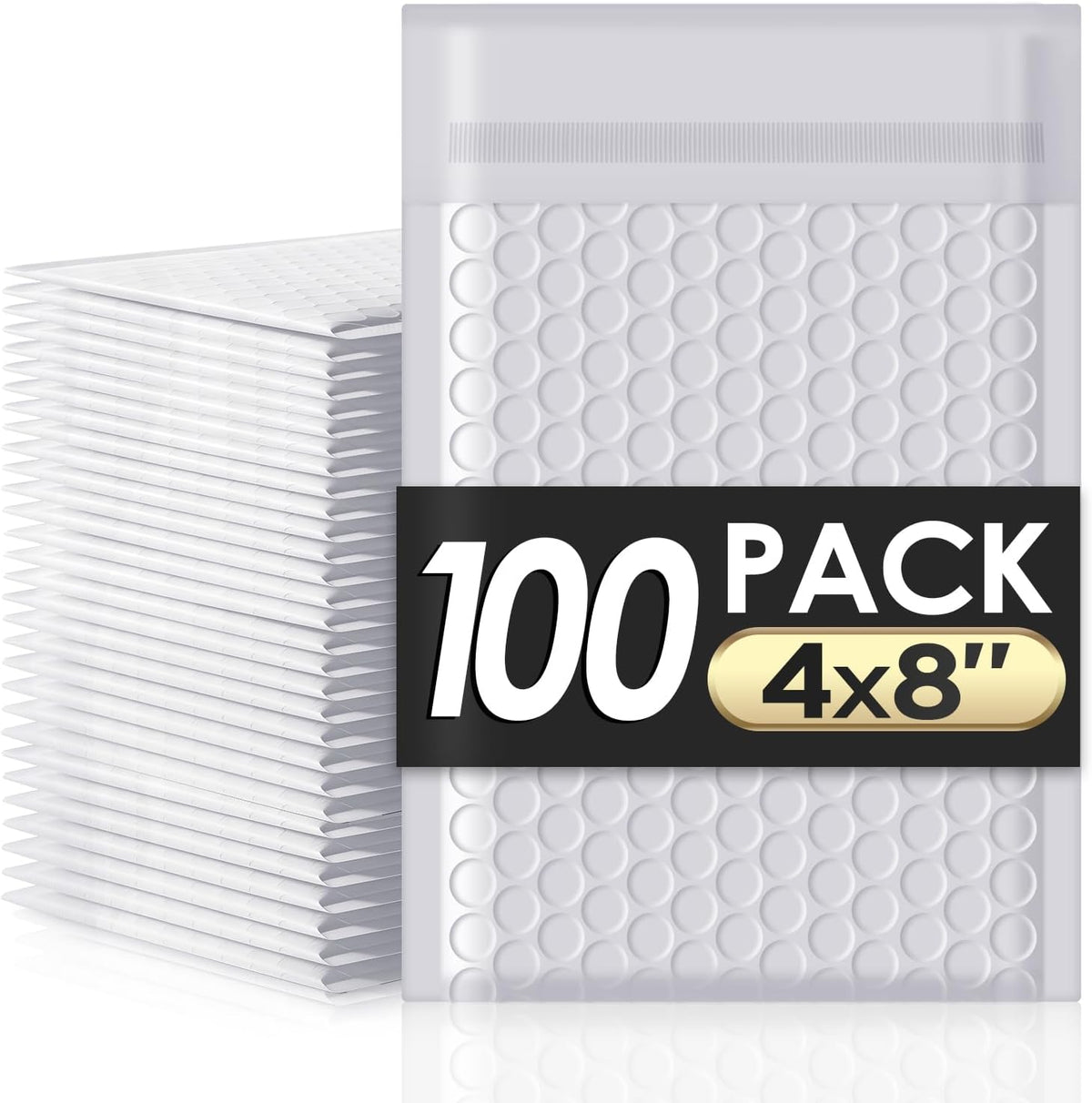 Bubble Mailers 4x8" 100 Pack Grey and White Padded Envelopes Mailers Waterproof Usable Size 4x7 Self-Seal Padded