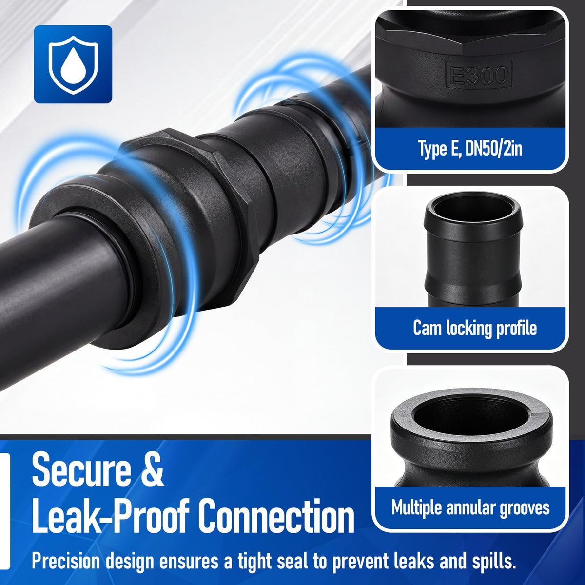 Klyyo Clyro 4 Pack 2‘' Polypropylene Camlock Fittings, Standard Type E