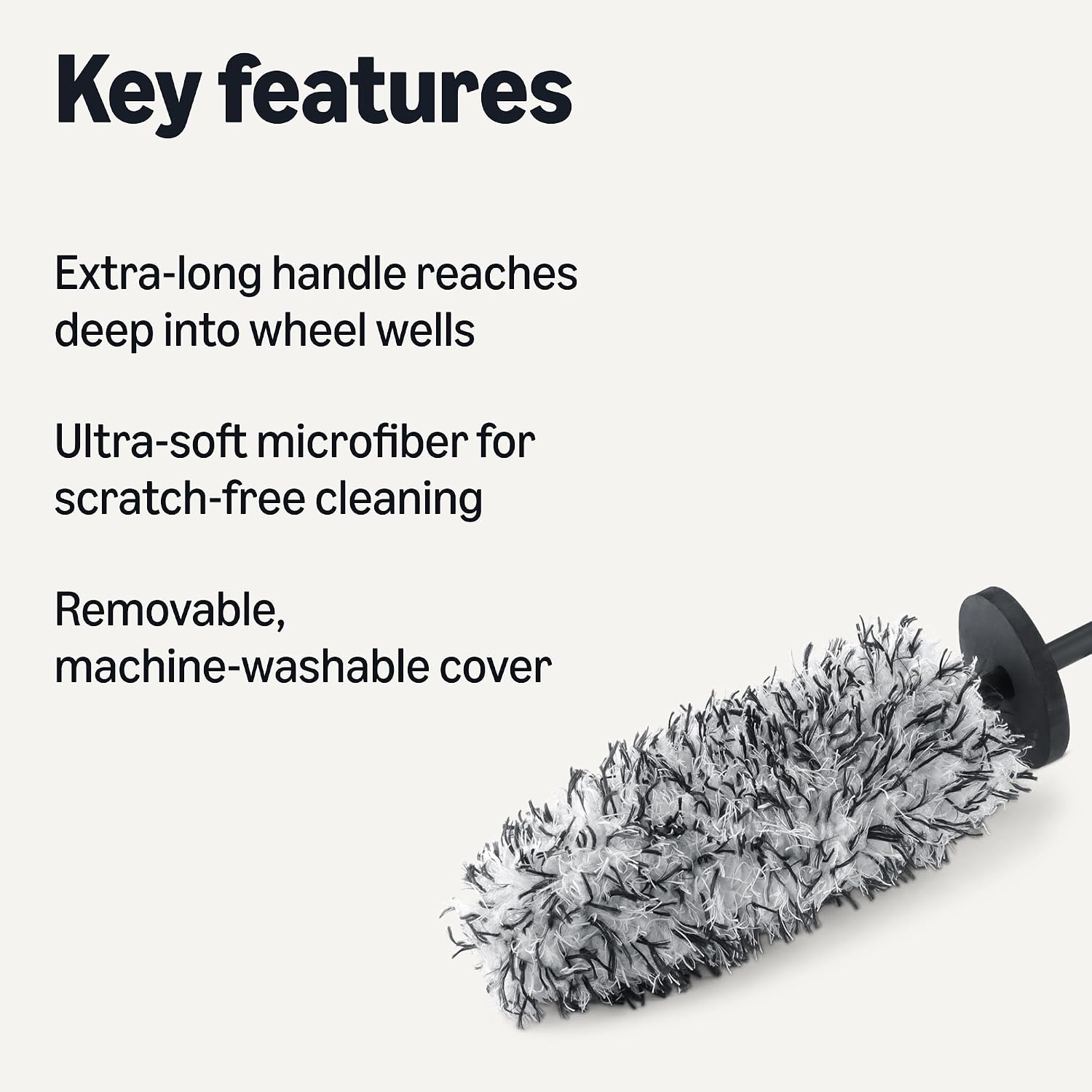 Microfiber Wheel Cleaner Brush, for Rim Cleaning and Car Detailing, 16.54" Length, Gray