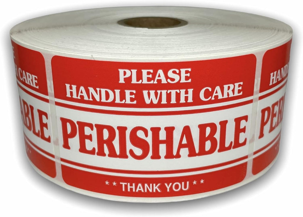 2x3 Perishable Handle with Care Thank You Labels Food Packaging Shipping Adhesive Stickers (1) Roll of 500