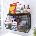 Laundry Room Shelves, Wall Mounted Storage Basket, 11.8"Wx7.9"Dx8.5"H | Stackable Wire Wall Shelves Organizer for