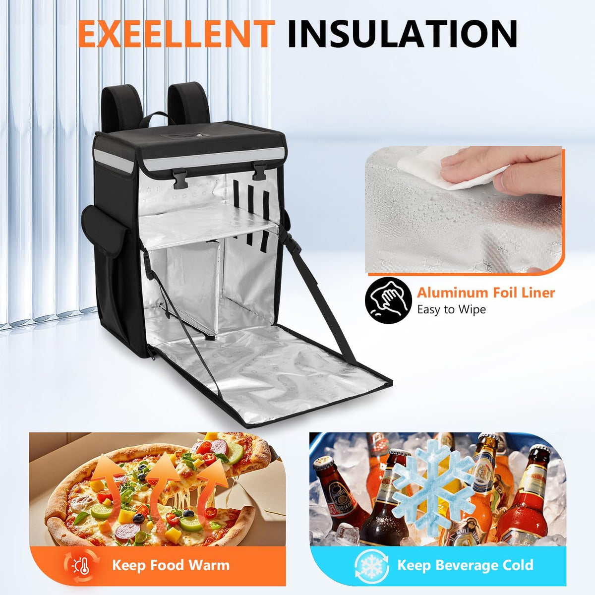 Insulated Food Delivery Backpack, Delivery Bags for Uber Eats DoorDash