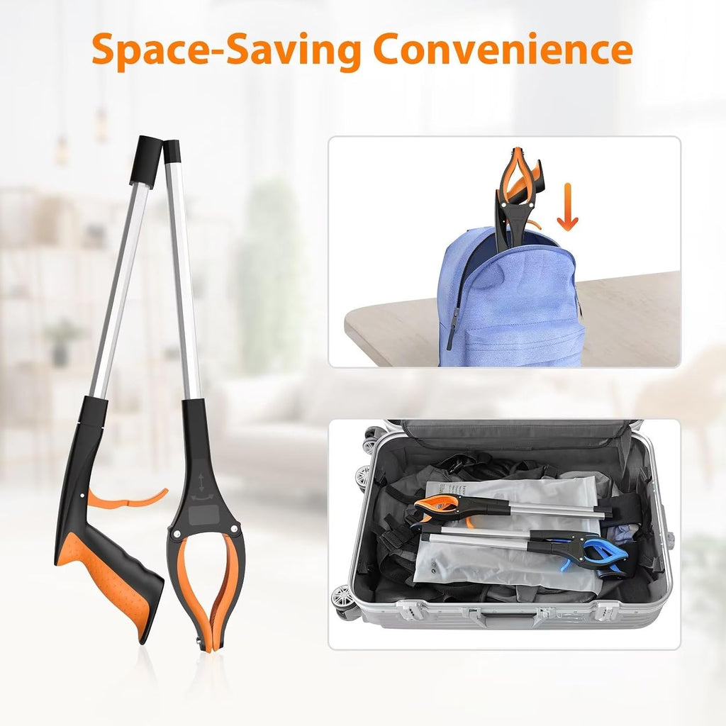32" Grabber Reacher Tool, 2-Pack Foldable Reacher Grabber Pickup Tool with 360° Rotating Jaw & Magnet, Trash Picker