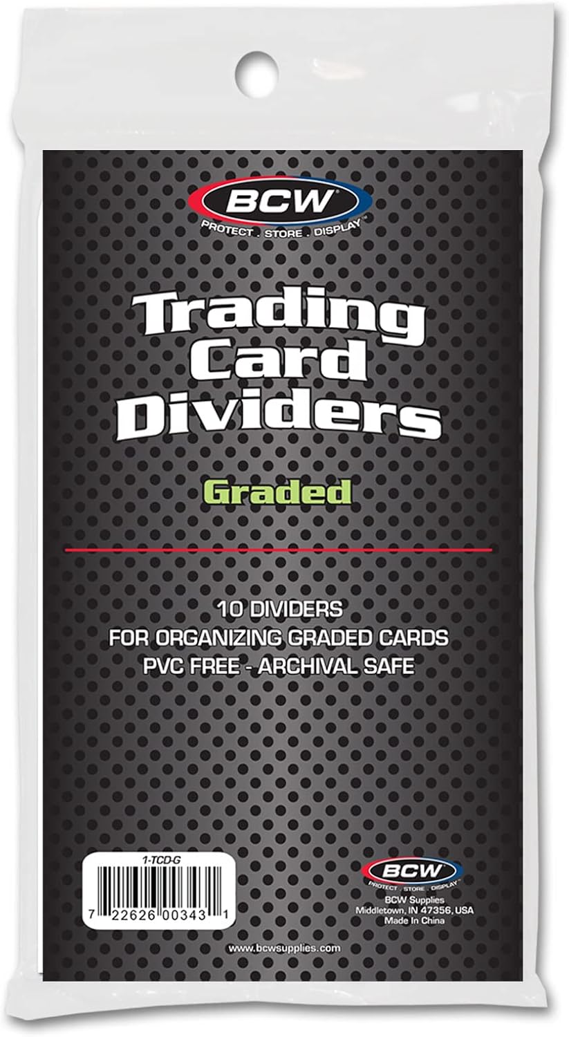 Graded Trading Card Dividers - 10 ct | Archival Quality, Write-On Index Tab, 3 1/4 X 5 11/16 Inches | Fits Graded
