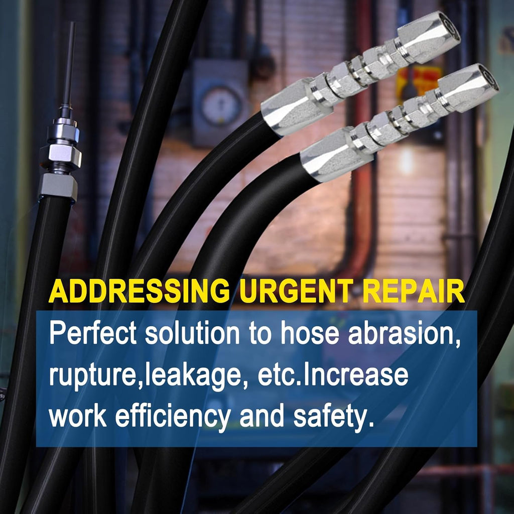 3/8'' Reusable Hydraulic Fittings, Size #06 Hydraulic Hose Repair Kit 4300psi（2PCS）