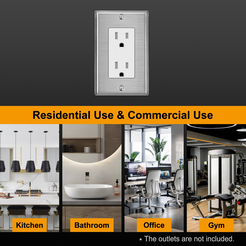 30 Pack BESTTEN Decorator Switch or Receptacle Outlet Metal Wall Plate