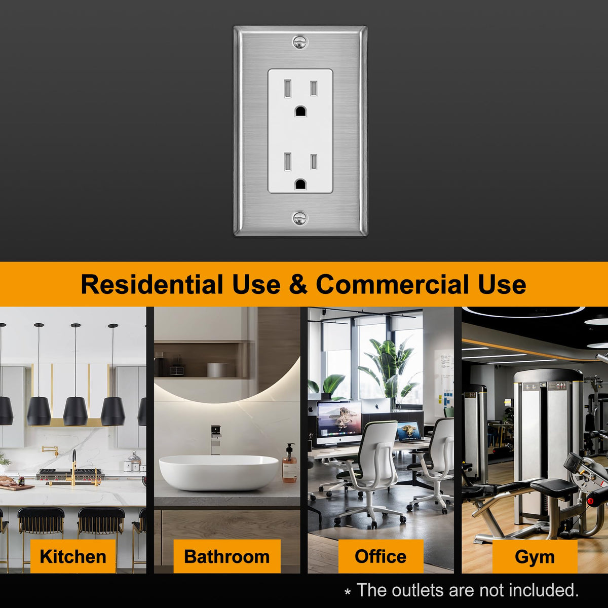 30 Pack BESTTEN Decorator Switch or Receptacle Outlet Metal Wall Plate