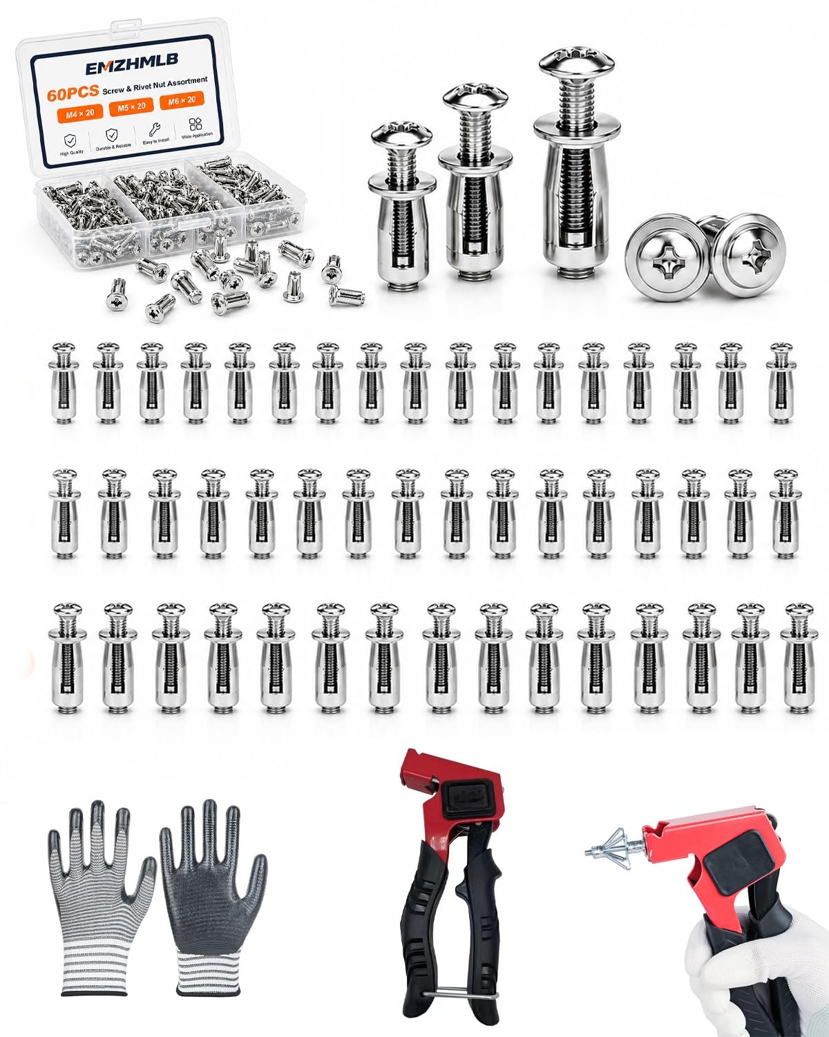 EMZHMLB Button Rivet Locking Nuts Set Tuercas Tipo Flor Flower Nuts Screws