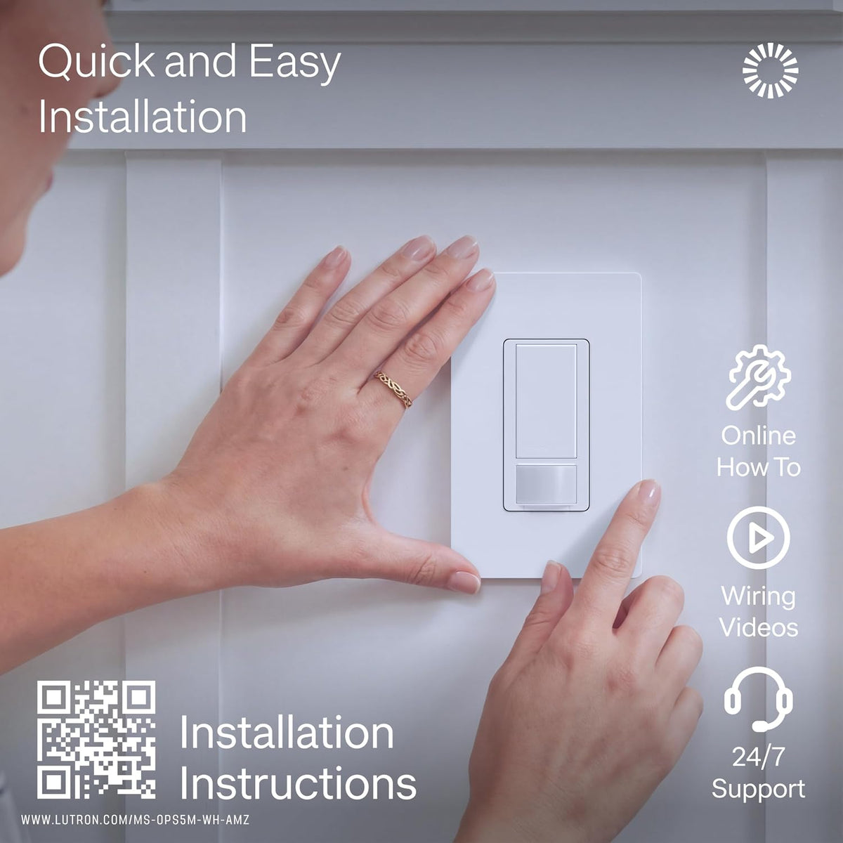 Lutron Motion Sensor Light Switch, 5 Amp 3-Way, for Lighting and Fans