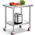 Stainless Steel Work Table 30 x 24 x 33 Inch Prep Tables 4 Caster