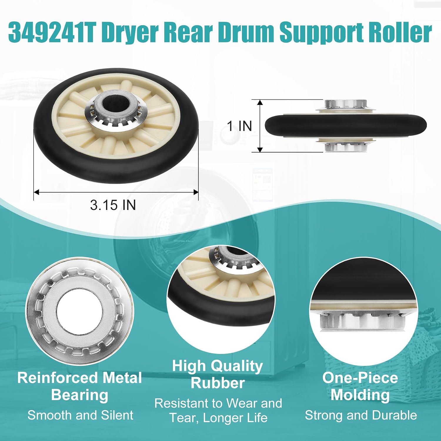 Upgraded 4392065 Dryer Repair Kit Including 691366 Idler Pulley | 341241 Dryer Belt, 349241t Roller, Dryer Parts for