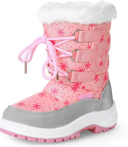 Kids Girls Insulated Fur Winter Warm Snow Boots Toddler/Little Kid | Water-Resistant,Side Zipper,Thick Warm
