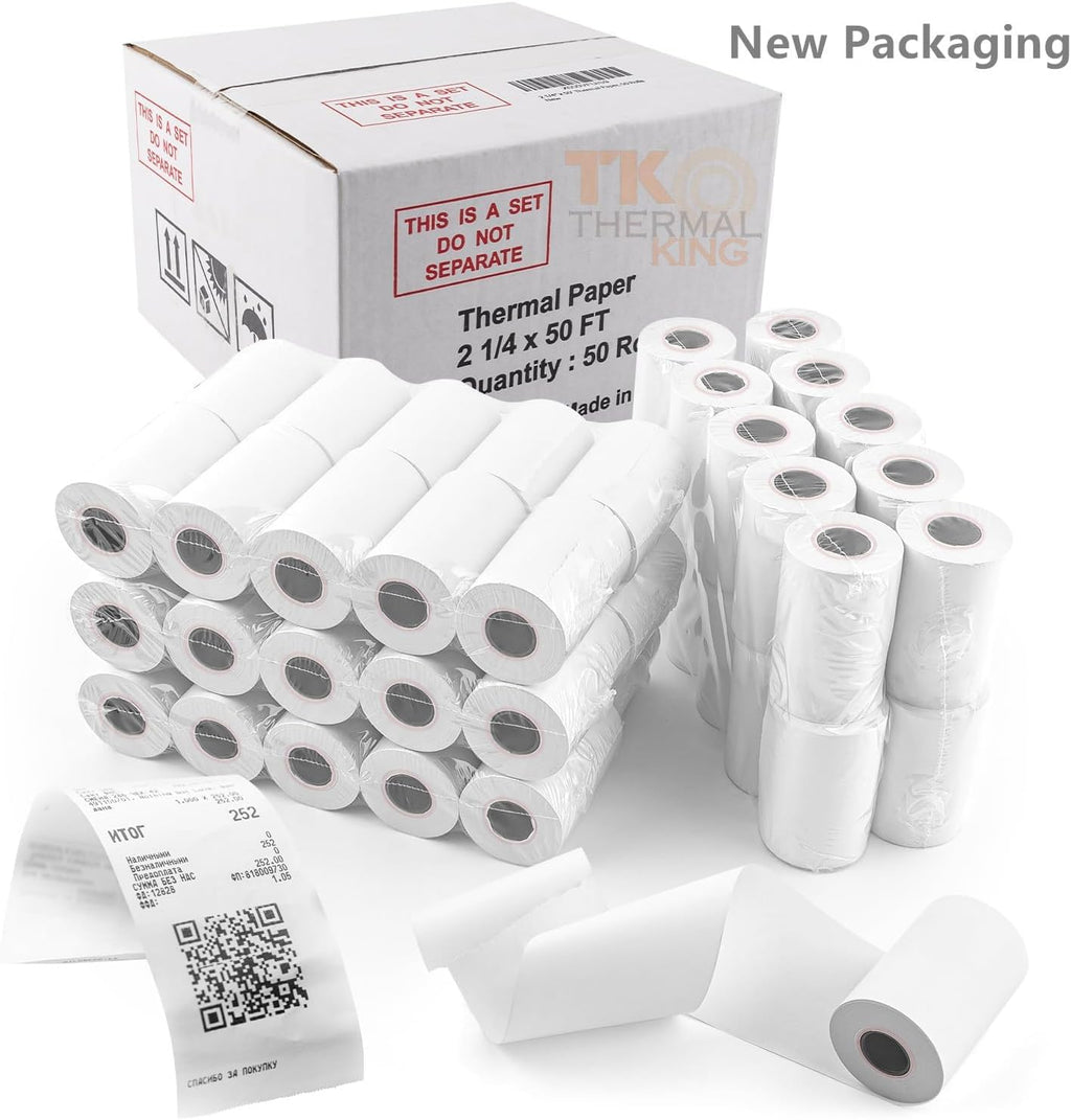 2 1/4" x 50' Credit Card Thermal Receipt Paper 50 Rolls