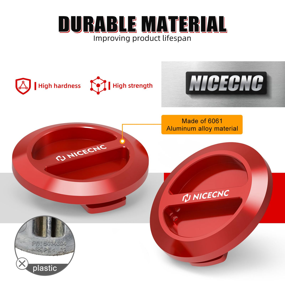 NICECNC Red 2pcs Aluminum RZR Floor Drain Plug