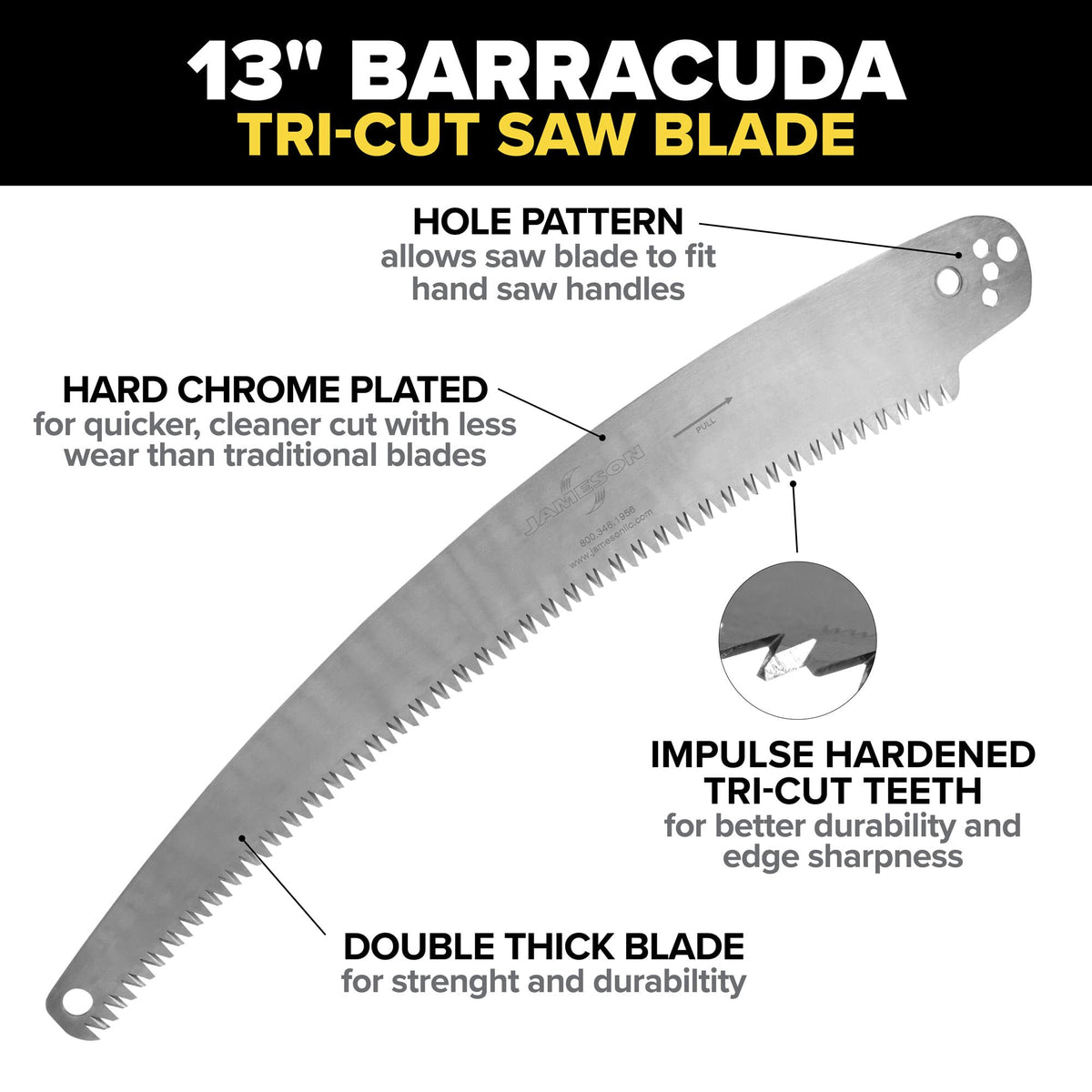 Jameson SB-13TE 13-inch Barracuda Tri-Cut Replacement Blade for Pole and Hand Saws