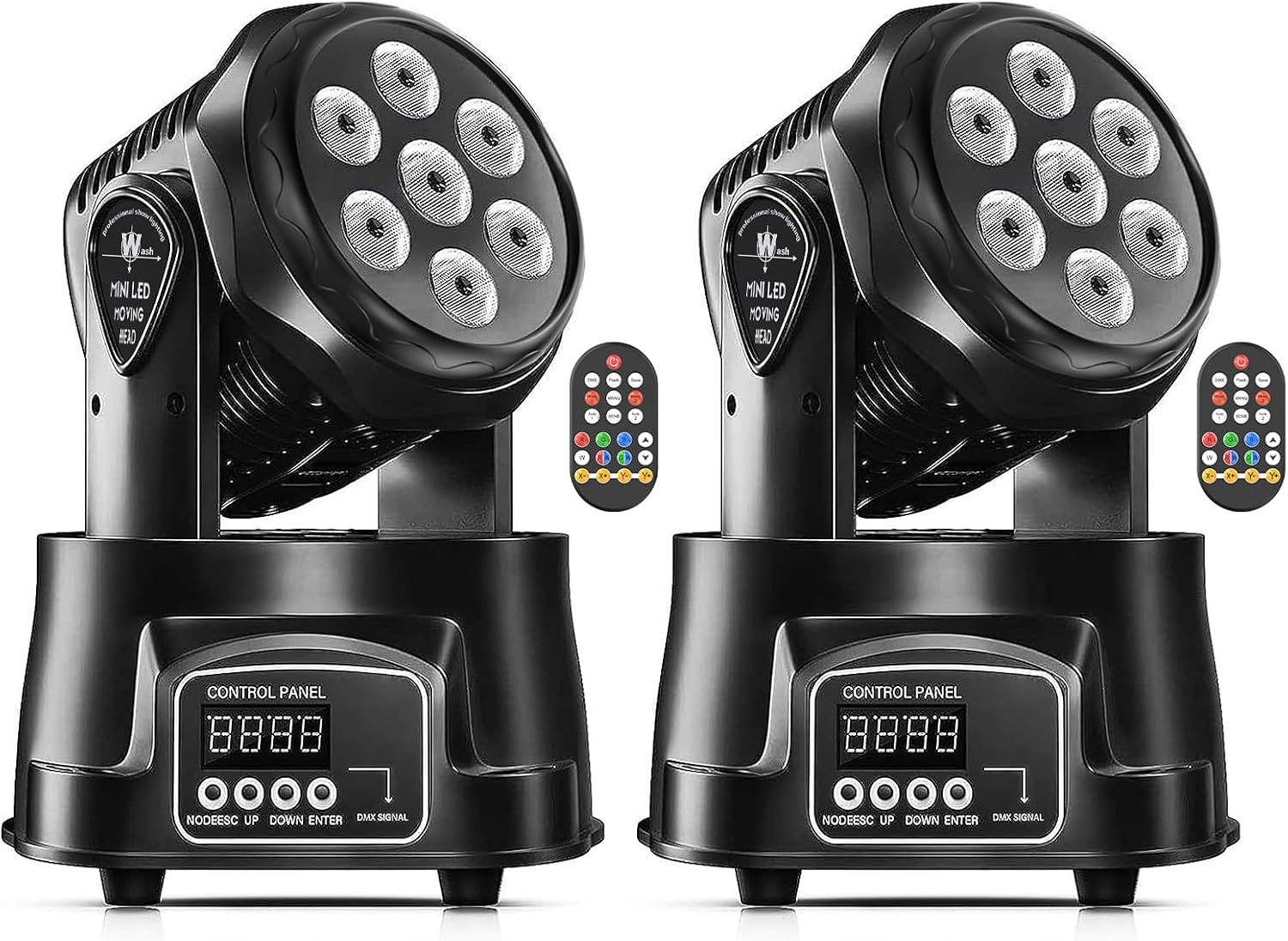 Moving Head Light RGBW Stage Lighting DJ Lights 7 x 10W LED Beam Spotlight 9/14 CH Wash Light with DMX and Sound