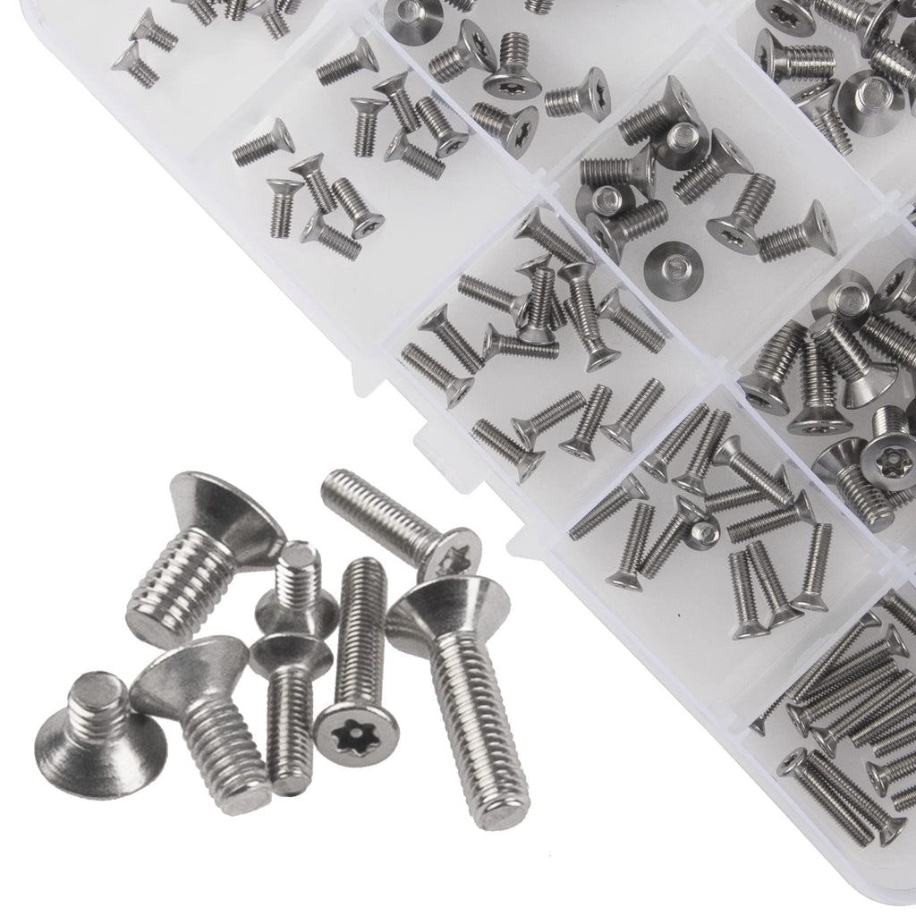 150Pcs 304 Stainless Steel Flat Head Torx Security Machine Screws Tamper Resistant Screw Assortment Set, M3 M4 M5