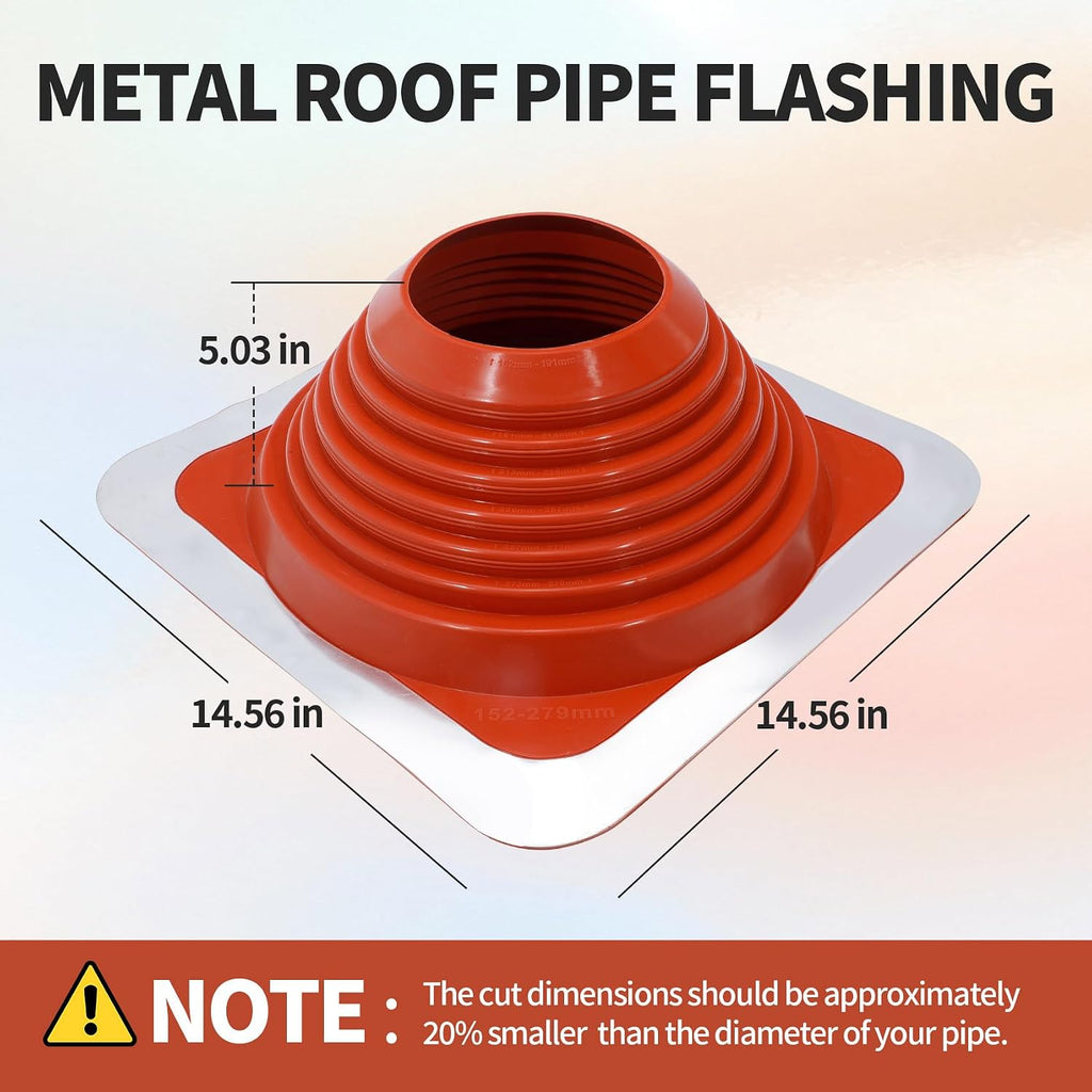 #7 Metal Roof Pipe Flashing Boot, Fits 6"-11" OD Pipes, High Temp Silicone Roof Vent Boot with Heavy-Duty Square
