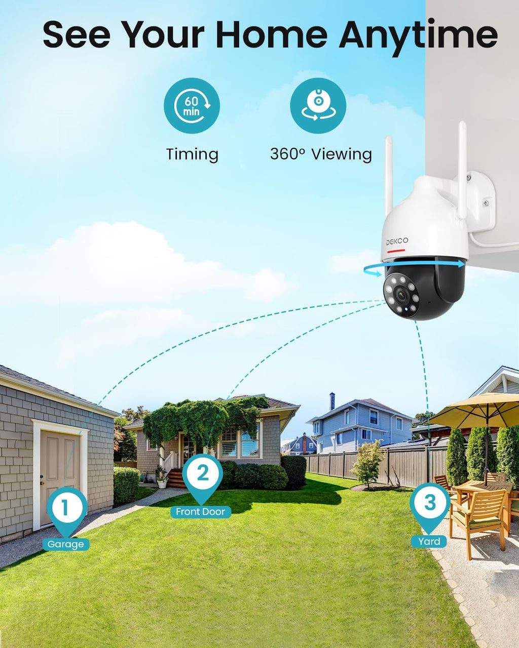 2K Security Camera Outdoor 2Packs, WiFi Outdoor Security Cameras Pan-Tilt 360° View, 3MP Surveillance Cameras with