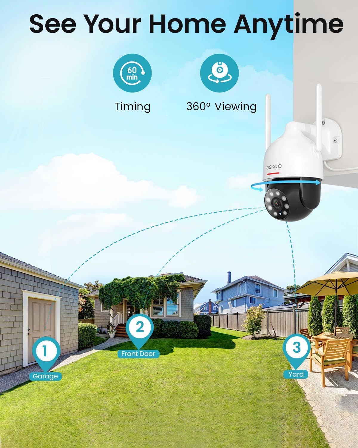 2K Security Camera Outdoor 2Packs, WiFi Outdoor Security Cameras Pan-Tilt 360° View, 3MP Surveillance Cameras with