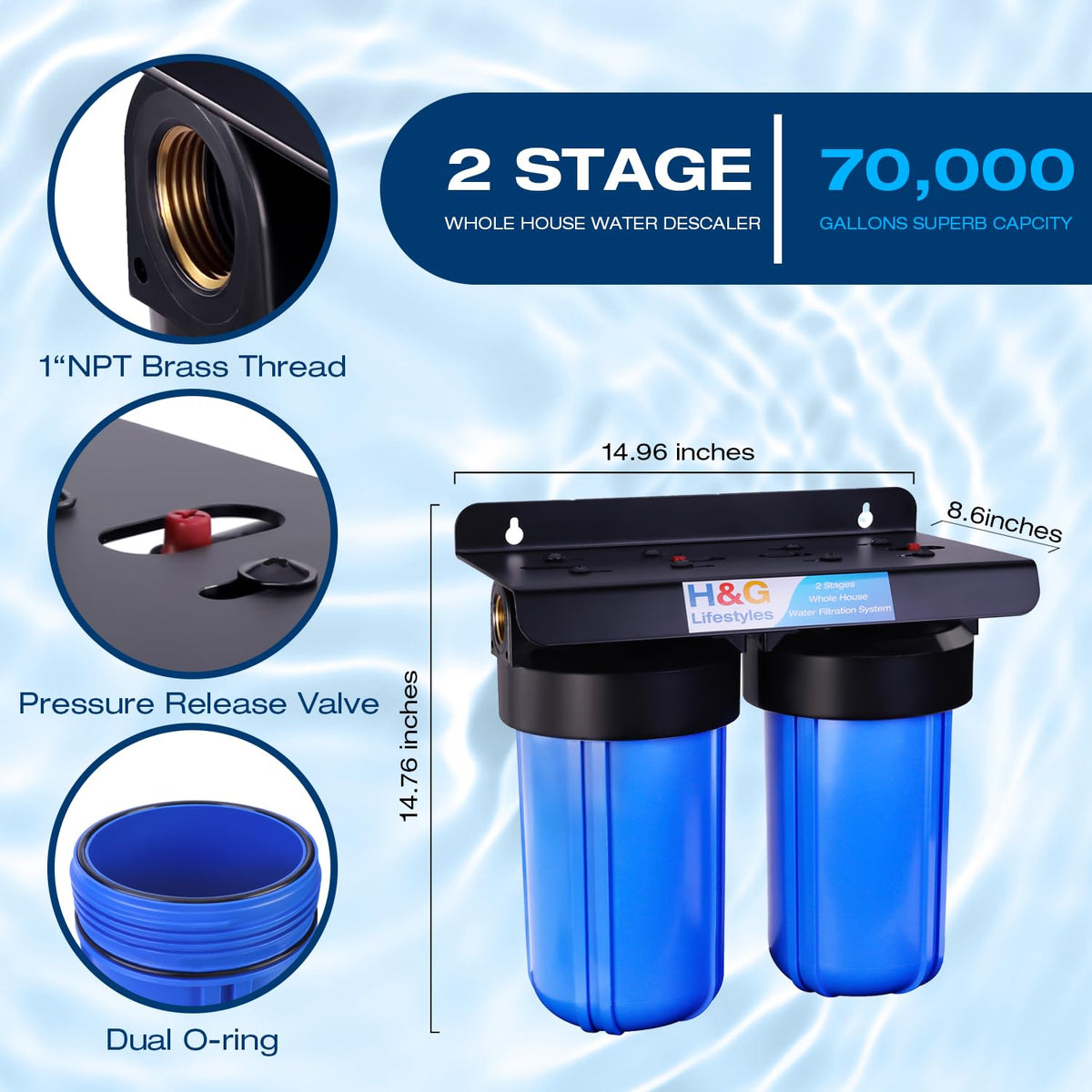 Whole House Sediment Filter & Water Descaler for Hard Water