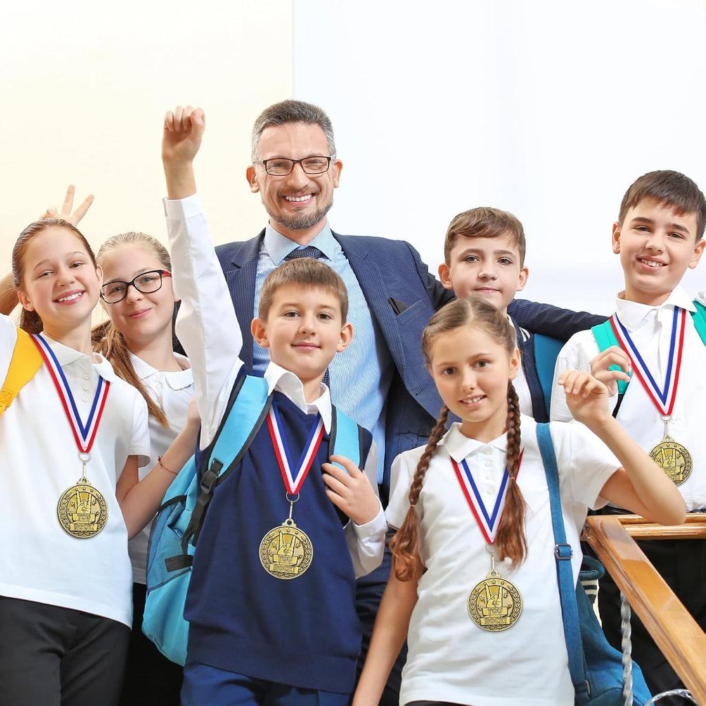 30 Pcs 2'' Gold Awards Medals Bulk Winner Medals with Neck Ribbons Encourage Team Participation for Adults Trophy