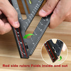 Foldable Carpenter Square 7 inch Angle T-Ruler Multi-Purpose Carpenter Tools, Rafter Square, Protractor, Ruler