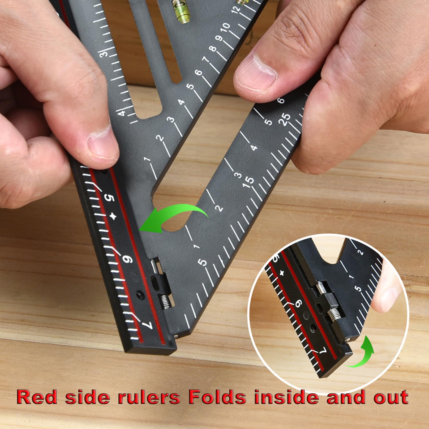 Foldable Carpenter Square 7 inch Angle T-Ruler Multi-Purpose Carpenter Tools, Rafter Square, Protractor, Ruler