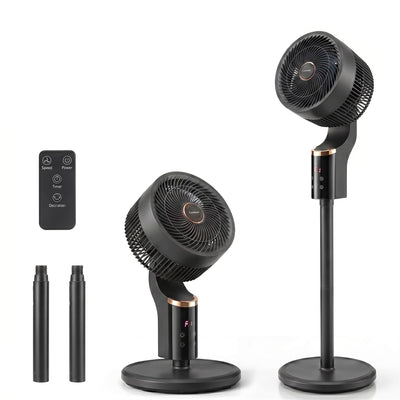 Fan for Bedroom, Standing Floor Fan with Remote Control, 3 Adjustable Heights, 8 Adjustable Speeds, 12H Auto Timer
