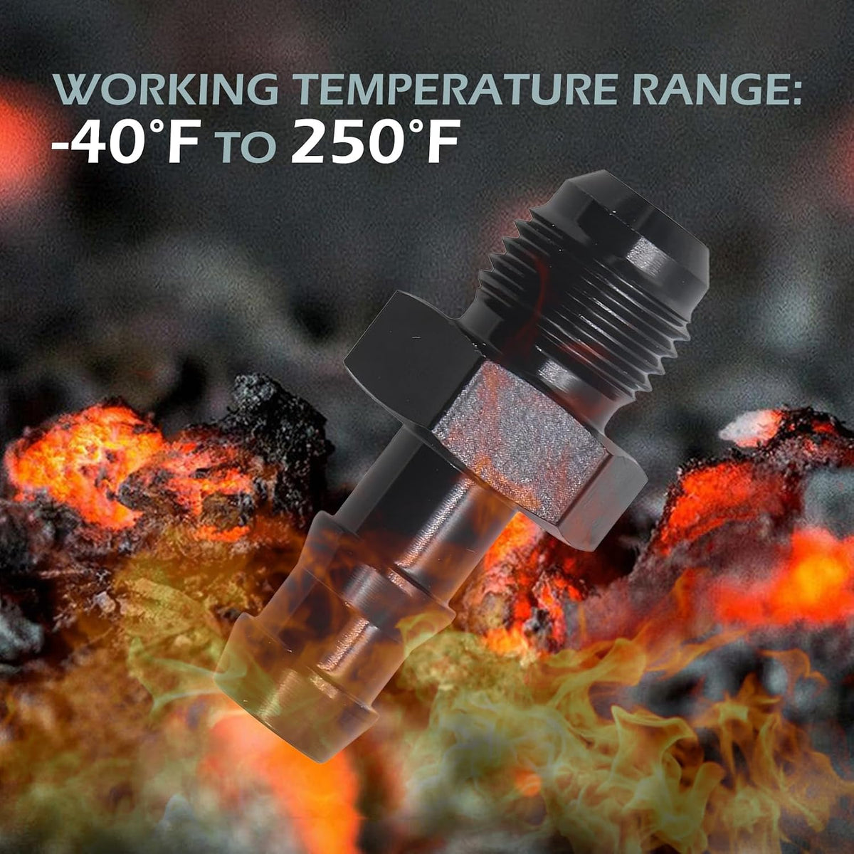 2PCS 6AN Male Flare to 3/8“ Hose Barb Straight Fitting Adapter, Aluminum Fuel Line Connector Work for Fitting Fuel Line (Black)