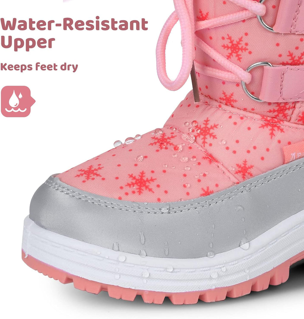 Kids Girls Insulated Fur Winter Warm Snow Boots Toddler/Little Kid | Water-Resistant,Side Zipper,Thick Warm