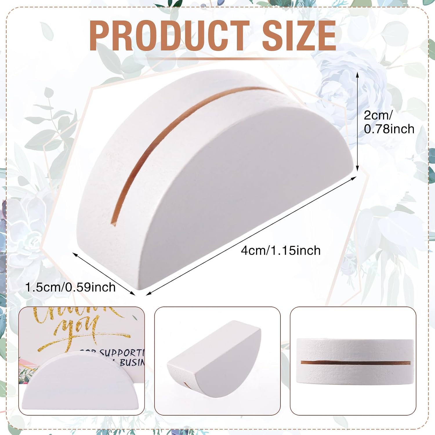 24 Pcs White Table Number Stands Wooden Small Size Lightweight Table Name Holder Semicircular Design Place