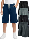 5 Pack Boys Athletic Shorts Quick Dry Lightweight Basketball Shorts for Kids Youth with Pockets and Drawstring