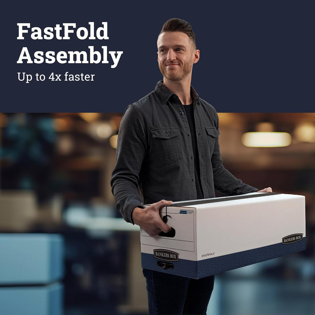 12-Pack Heavy-Duty String & Button File Storage Box, FastFold Assembly, Letter, STOR/FILE, (11111)
