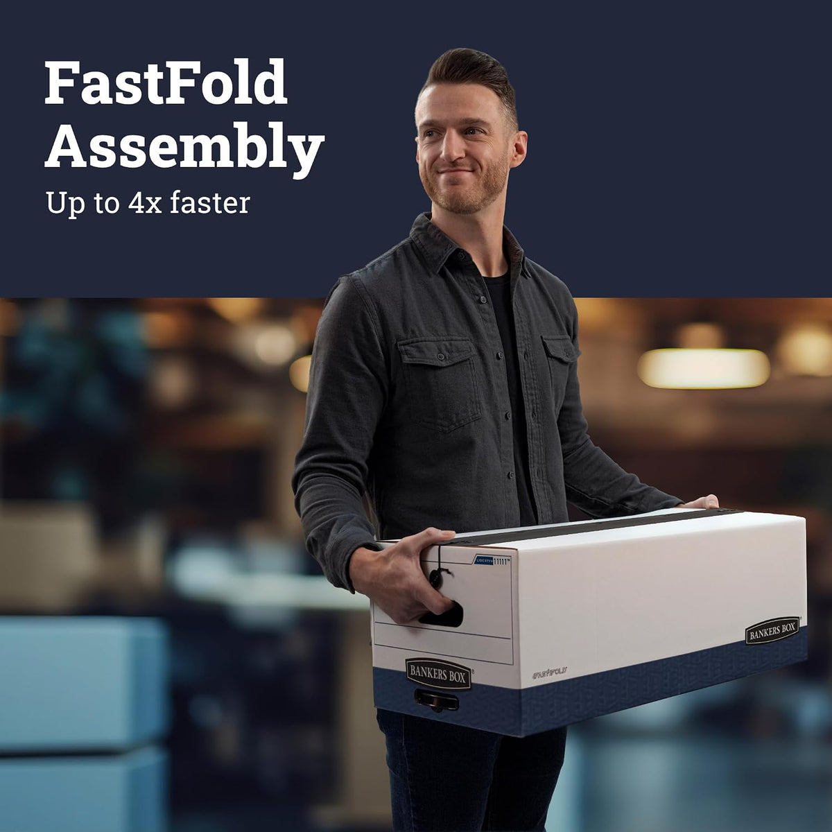 12-Pack Heavy-Duty String & Button File Storage Box, FastFold Assembly, Letter, STOR/FILE, (11111)