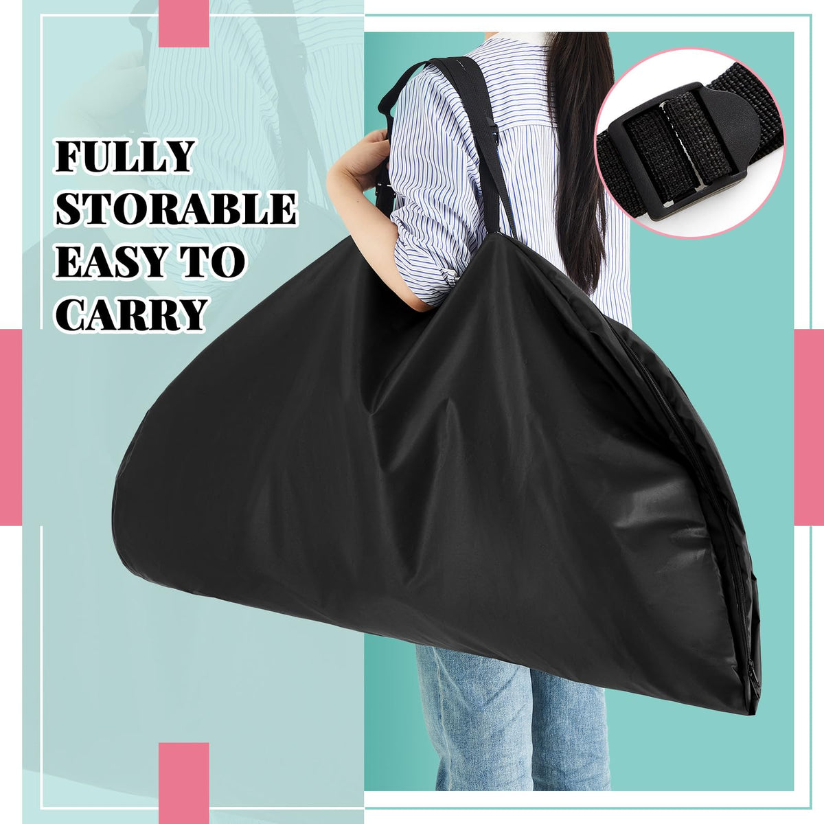 45 Inch Extra Large Tutu Garment Bag Waterproof Foldable, Black