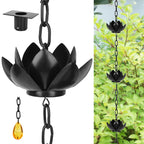 8.5ft Black Lotus Rain Chain for Gutter Downspout Outside