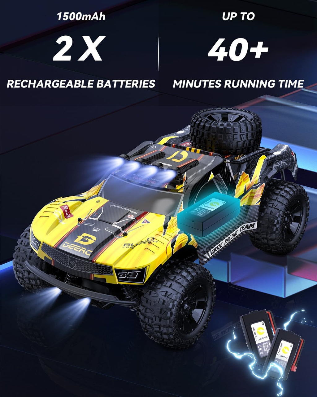 9201E 1:10 RC Truck for Adults & Boys, 48 KPH 4WD Short Course RC Car | Functional Spare Tire, LED Lights, Metal Dog