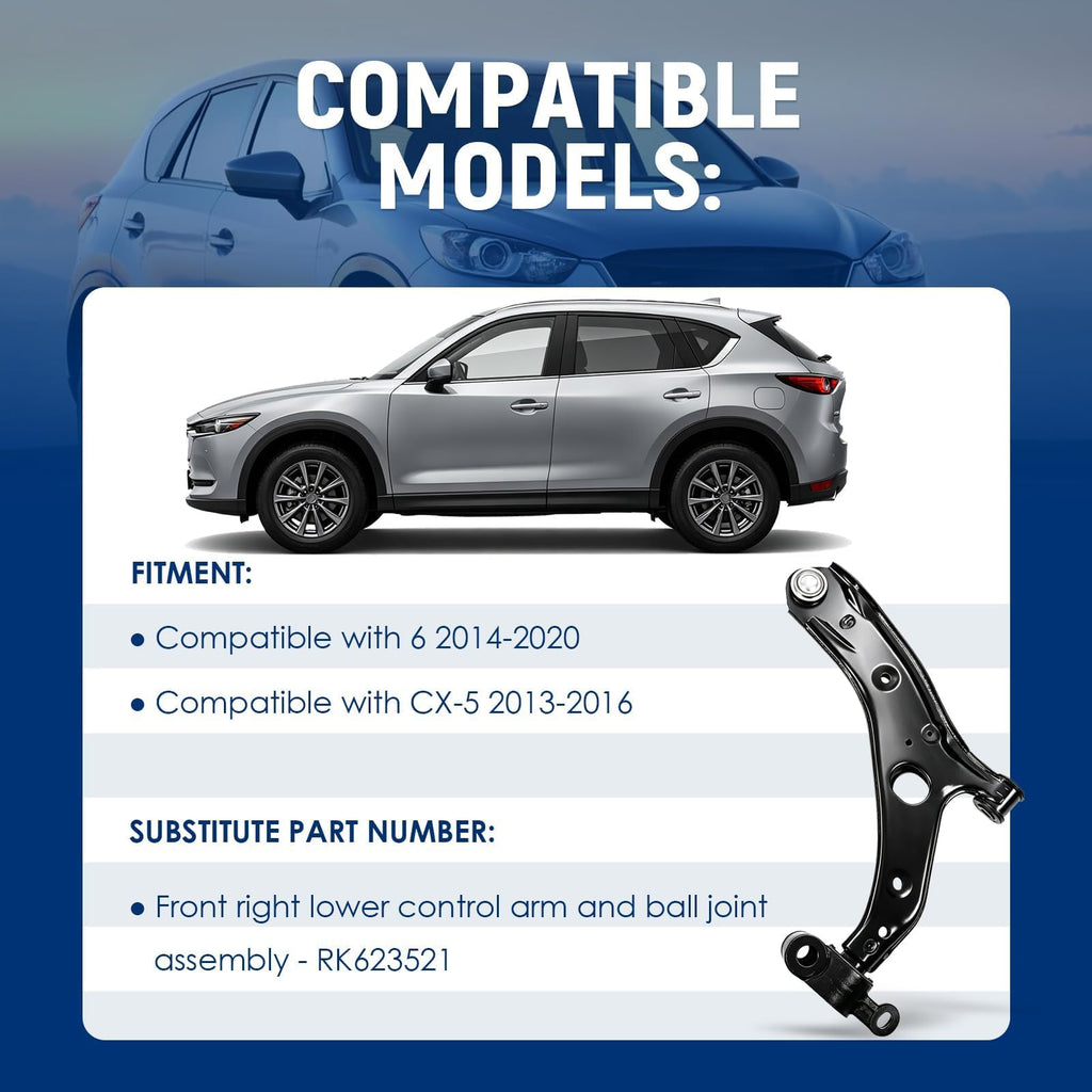 Globclufix Front Right Lower Control Arm Compatible with CX-5 13-16