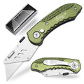 Folding Utility Knife, Heavy Duty Box Cutter, Razor Knife-OliveGreen