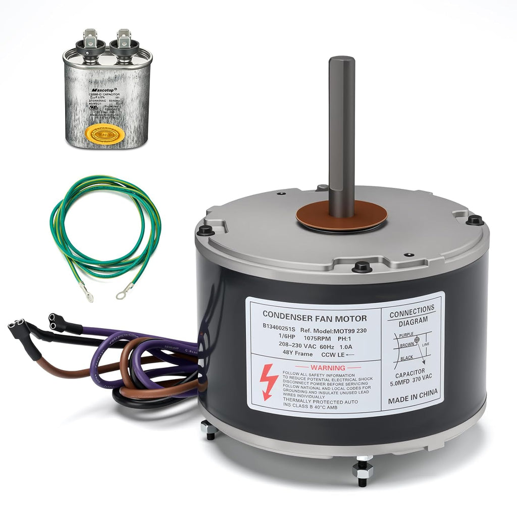 B13400251 B13400251S Condenser Fan Motor 1/6 HP 1075RPM 208-230V