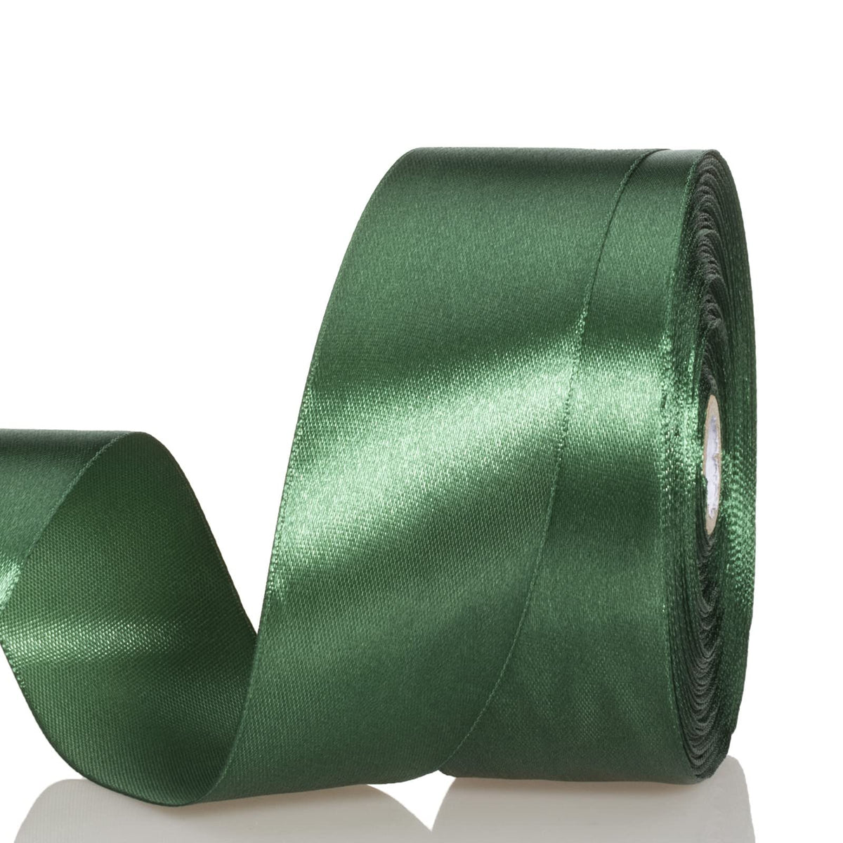 1 1/2 Inch Dark Green Solid Satin Ribbon for Gift Wrapping, 50 Yards