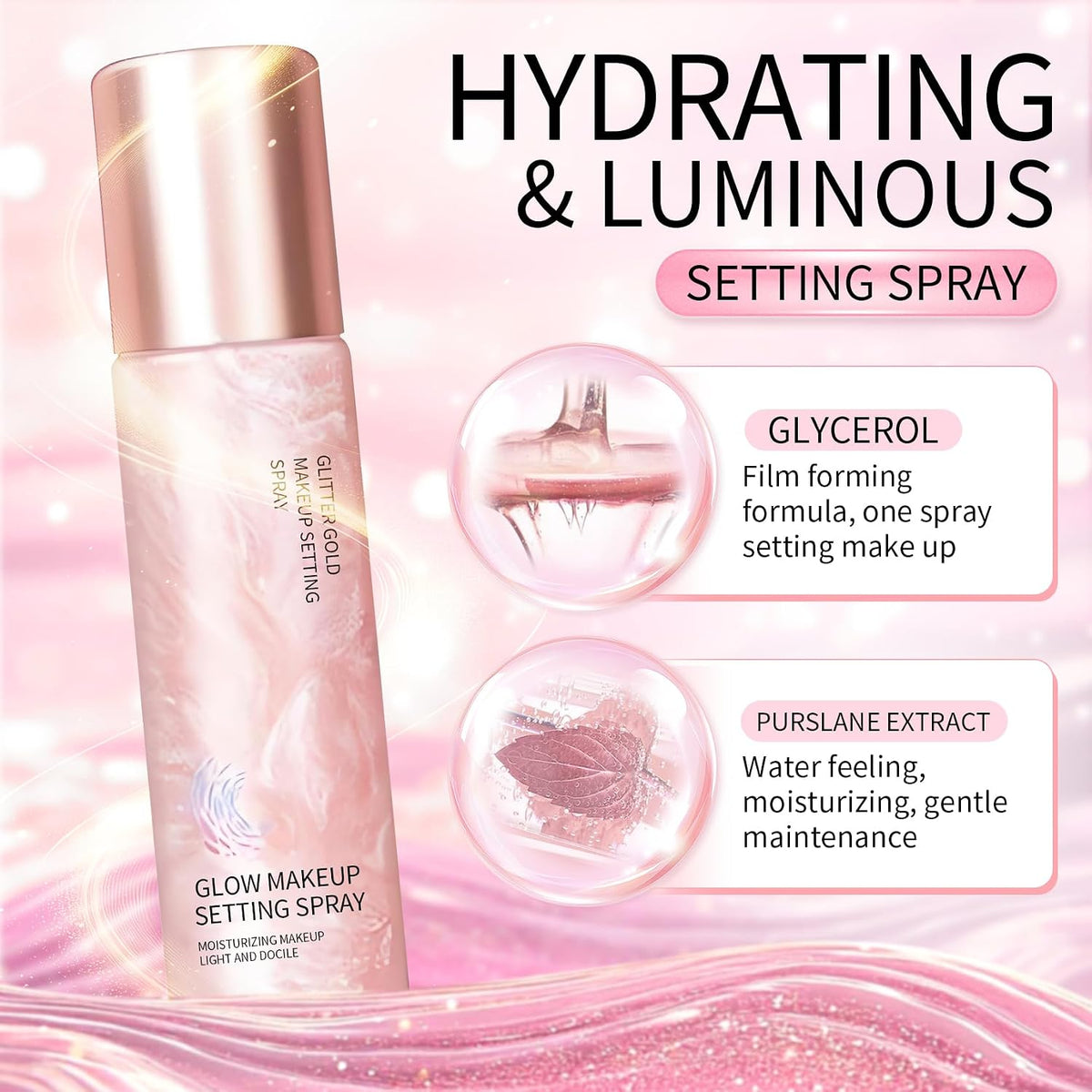 Glow Makeup Setting Spray, Shimmer Dewy Hydrating Setting Spray