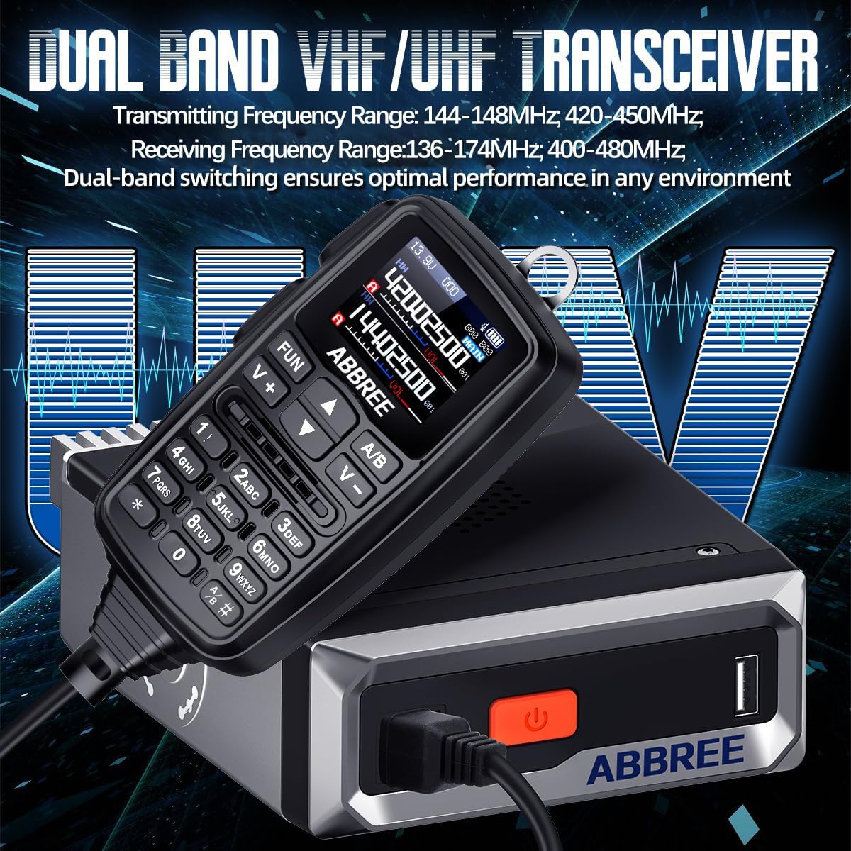 Mobile Ham Radio 30W GPS Dual Band 136-174MHZ/400-480MHZ NOAA VHF/UHF Long Range Base Station Two Way Radio with