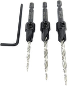 FTG USA 3 Pc #6#8#10 Countersink Drill Bit Set, Tapered Bits