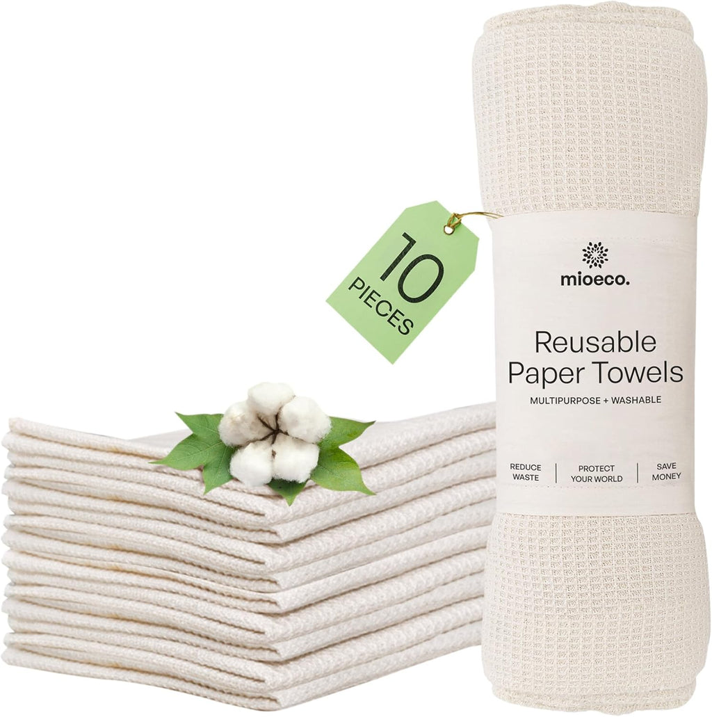 10 Pack Reusable Kitchen Paper Towels, Organic Dish Cloths