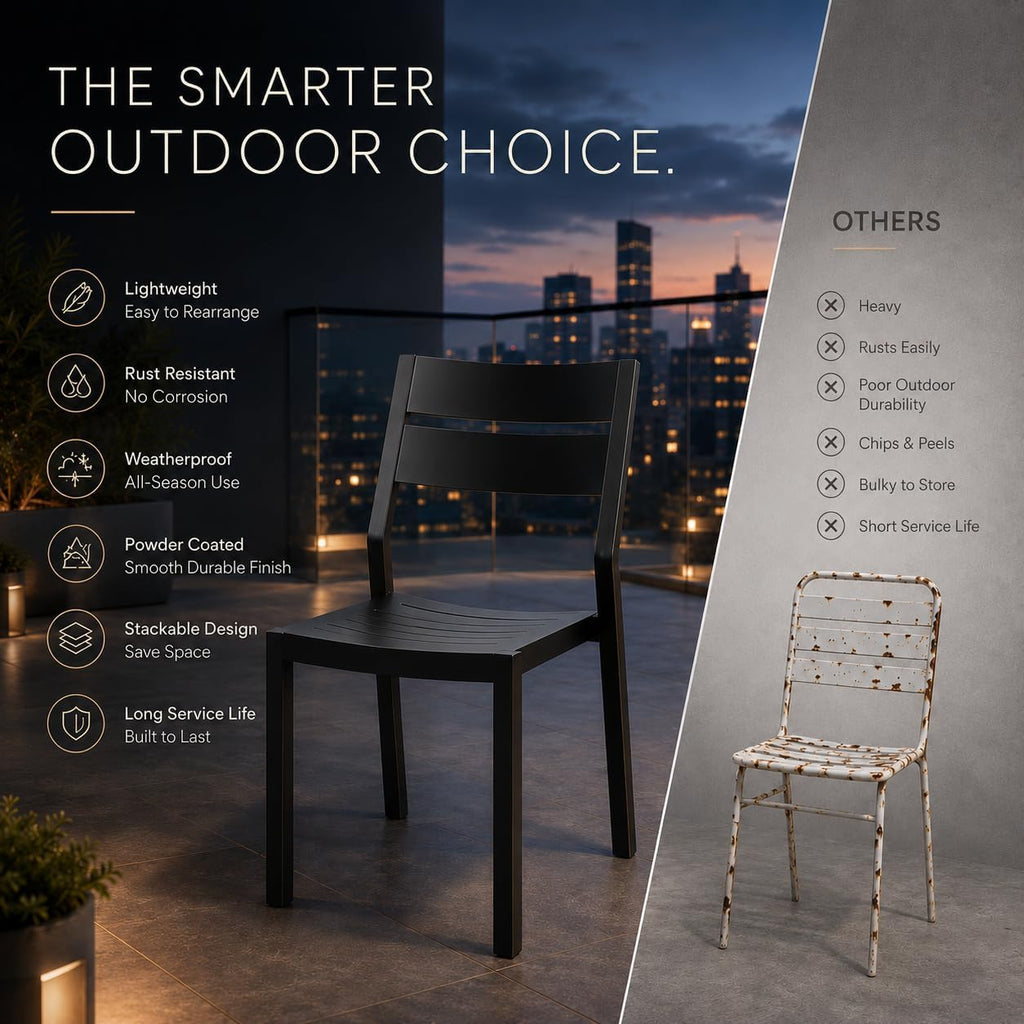 Aluminum Stackable Patio Dining Chairs Set of 4