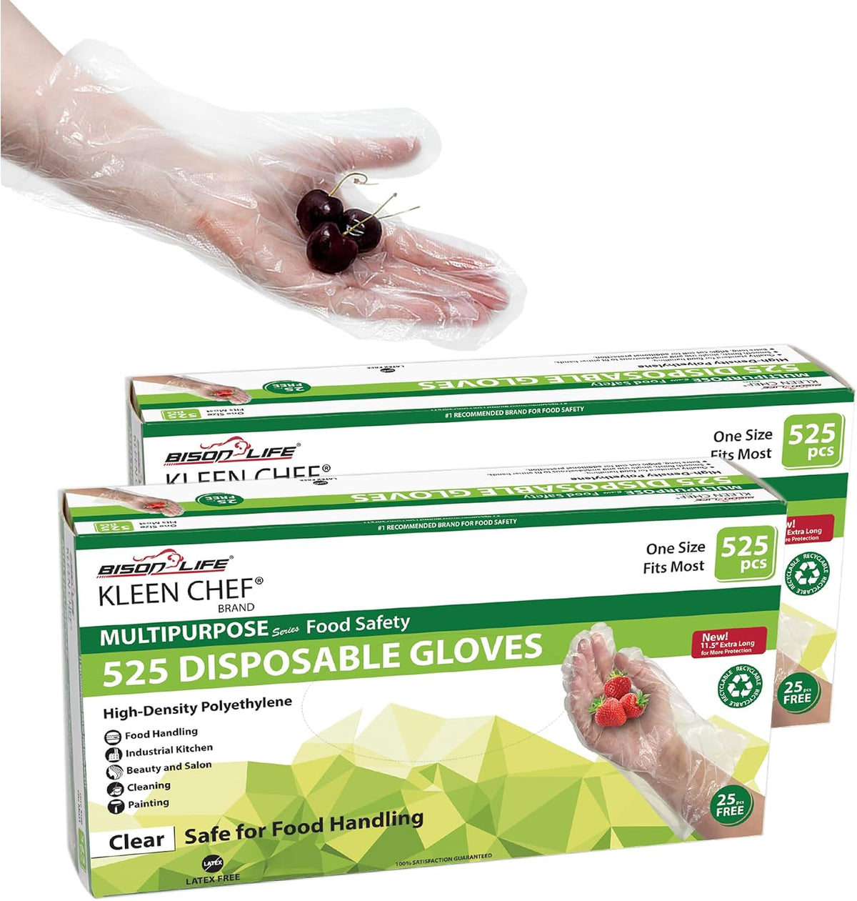 Disposable Food Service & Handling Long Cuff Clear Poly Gloves