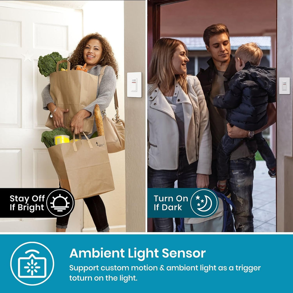 Nexete Smart Wi-Fi Motion Sensor Light Switch for Smart Home Automation, Single Pole/3-Way, PIR Occupancy/Vacancy Sensor, Compatible with Alexa & Google Home Neutral Wire Required(Sensor)