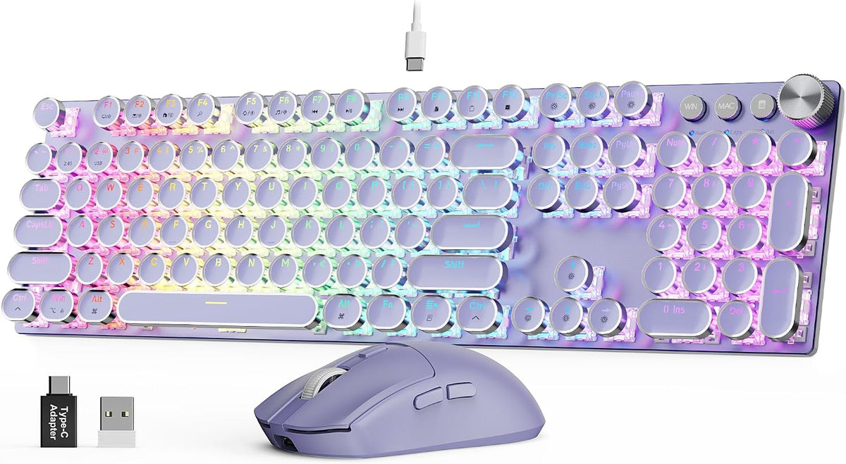 Wireless Mechanical Keyboard and Mouse Combo, RGB Backlit, KM81